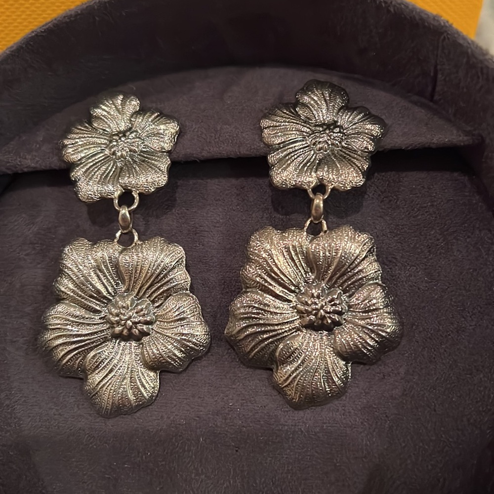 New sterling silver flower DeBoulle earrings